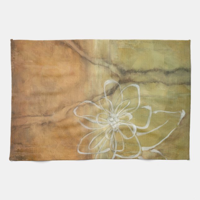Abstract Silhouette Painting on Tan Background Towel (Horizontal)