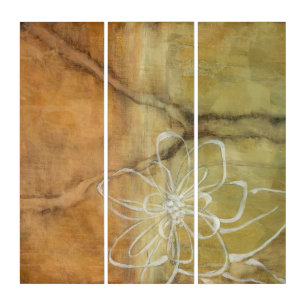 Abstract Silhouette Painting on Tan Background Triptych