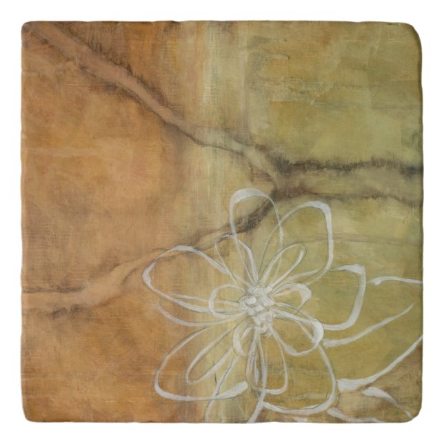 Abstract Silhouette Painting on Tan Background Trivet (Front)