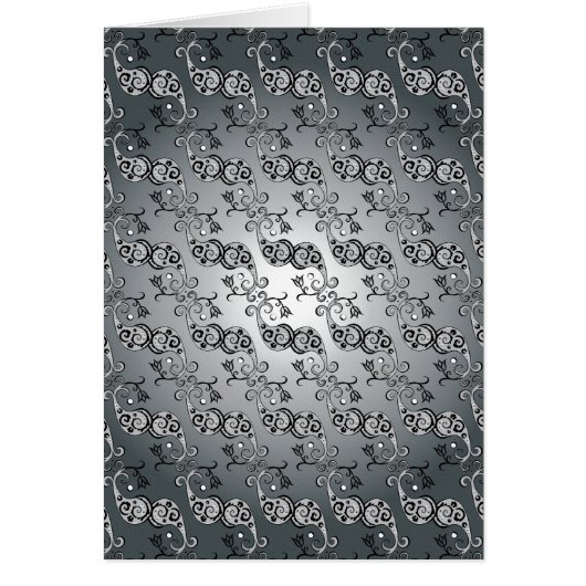 Abstract Silver and black Tulip Boteh Pattern (Front)