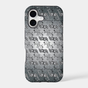 Abstract Silver and black Tulip Boteh Pattern iPhone 17 Case