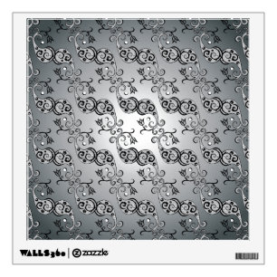 Abstract Silver and black Tulip Boteh Pattern Wall Sticker