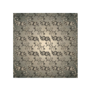 Abstract Silver and black Tulip Boteh Pattern Wood Wall Decor