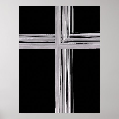 Abstract Silver Christian Cross Poster