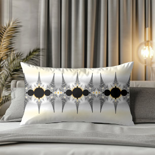 Abstract Silver Fractal Pattern Lumbar Pillow