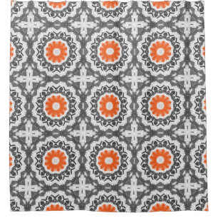 Abstract Silver: Geometric Seamless Design. Shower Curtain