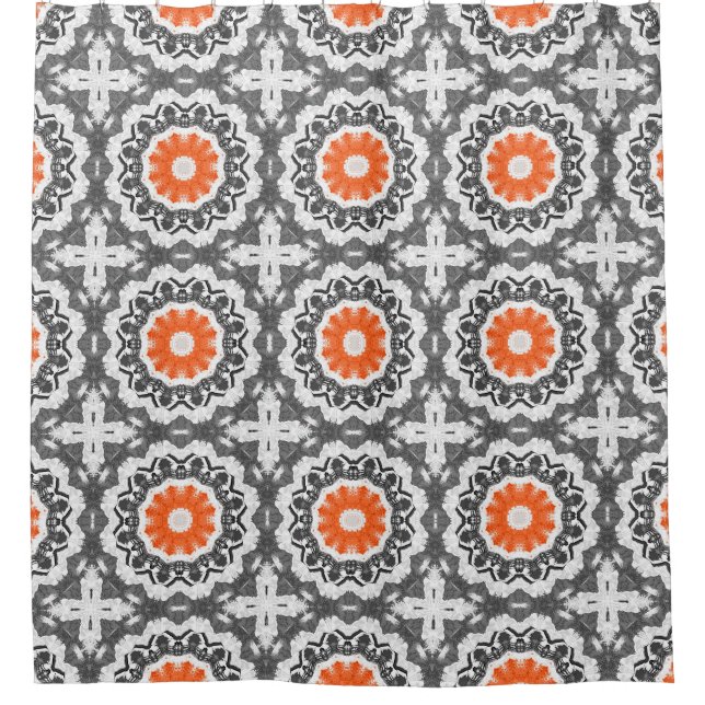 Abstract Silver: Geometric Seamless Design. Shower Curtain (Front)
