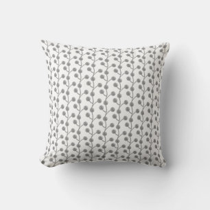 Abstract Silver Gray Jade Tree on White Throw Pillow