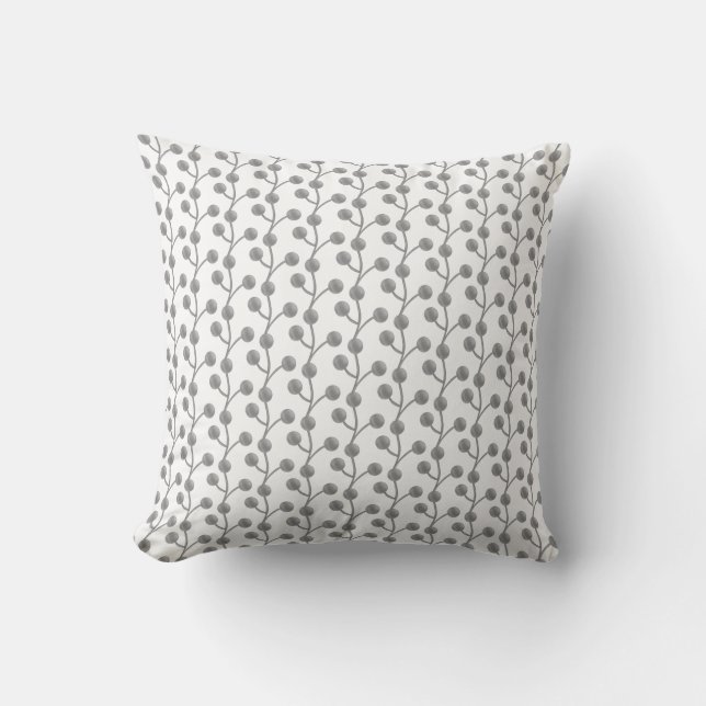 Abstract Silver Gray Jade Tree on White Throw Pillow (Front)