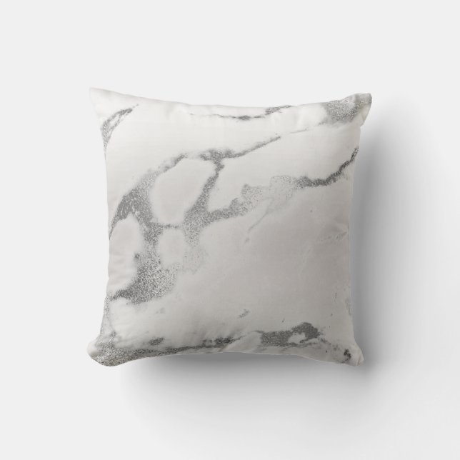 Abstract  Silver Gray Metallic Marble Stone Throw Pillow (Front)