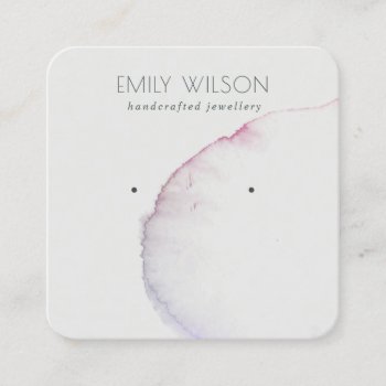 Abstract Silver Grey Pink Purple Earring Display Square Business Card by JustJewelryDisplay at Zazzle