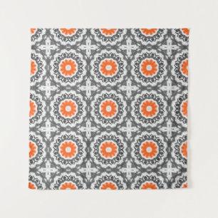 abstract silver, light gray and dark slate gray se tapestry