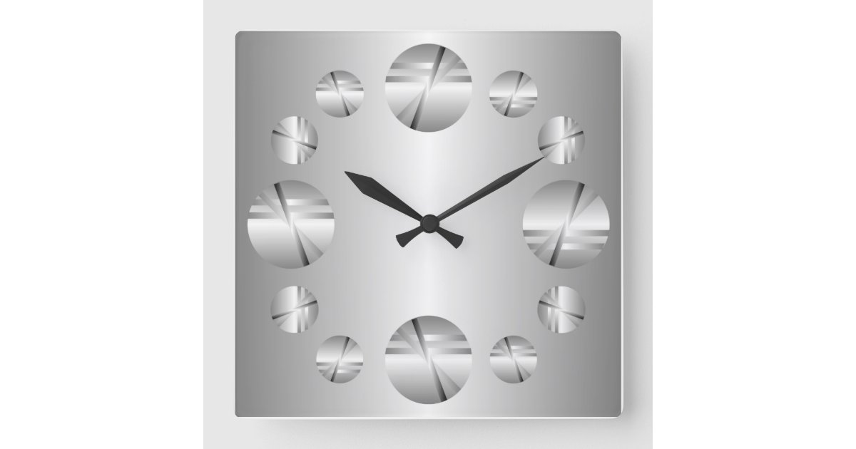 Abstract Silver Metallic Print Wall Clock Zazzle