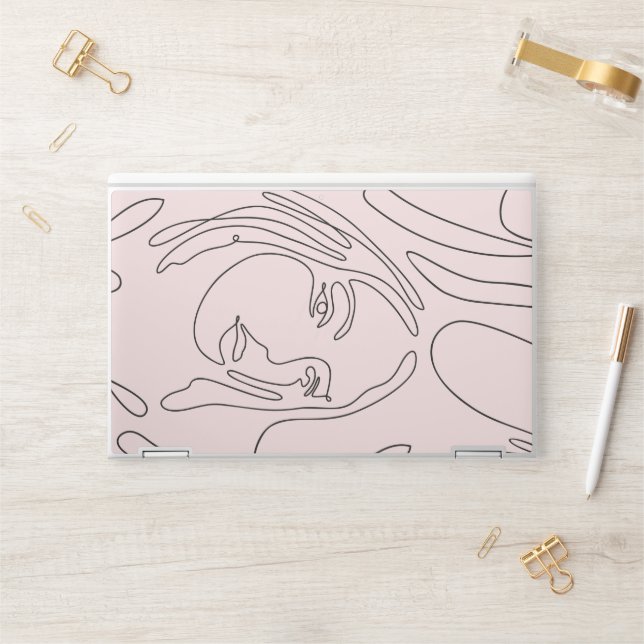 Abstract Simple Line Art Woman Illustration HP Laptop Skin (Desk)