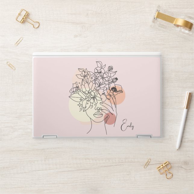Abstract Simple Line Art Woman Illustration  HP Laptop Skin (Desk)