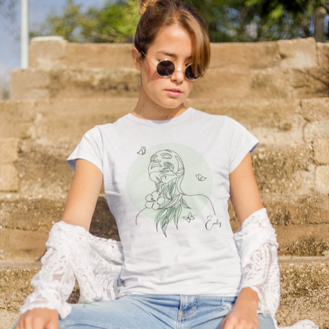 Abstract Simple Line Art Woman Illustration T-Shirt (Creator Uploaded)