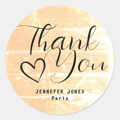 Abstract Simple Minimalist Calligraphy Heart  Classic Round Sticker