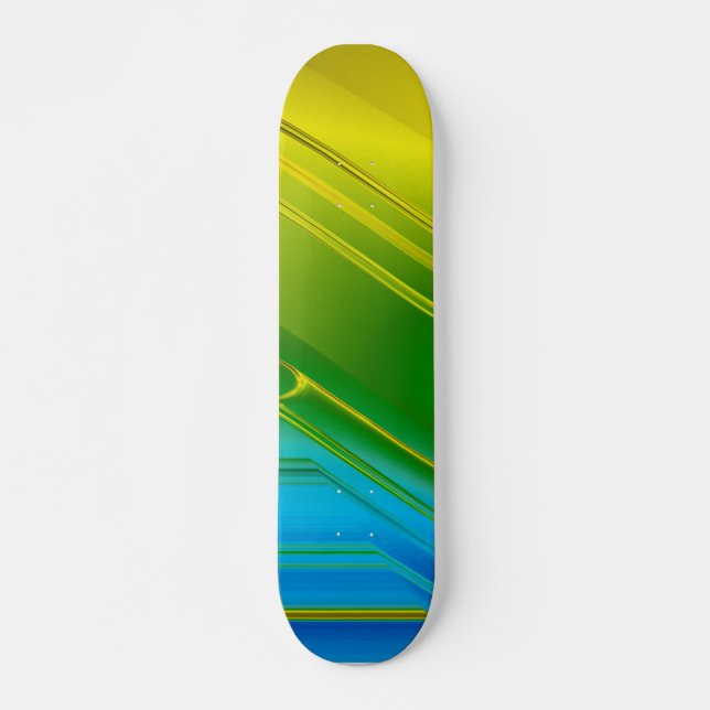 Abstract Skate Green Yellow And Blue Neon Skateboard (Front)