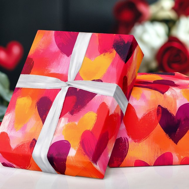 Abstract Sketch Colorful Hearts Wrapping Paper (Abstract Sketch Colorful Hearts Wrapping Paper)