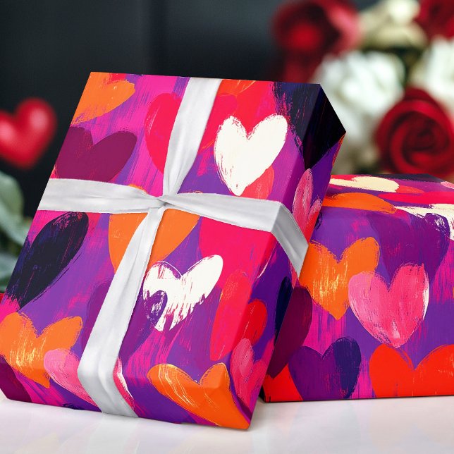 Abstract Sketch Colorful Hearts Wrapping Paper (Abstract Sketch Colorful Hearts Wrapping Paper)
