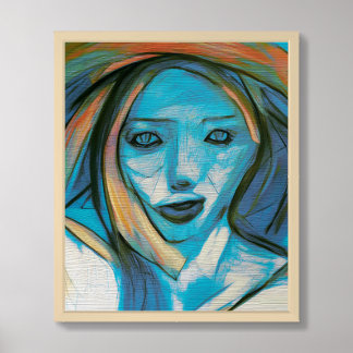 Abstract sketch of a woman face framed art