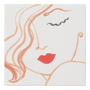 Abstract sketch woman face faux canvas print