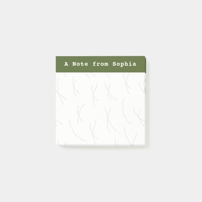 Abstract Sketchy Lines Personalized | Olive Green Post-it Notes (Front)