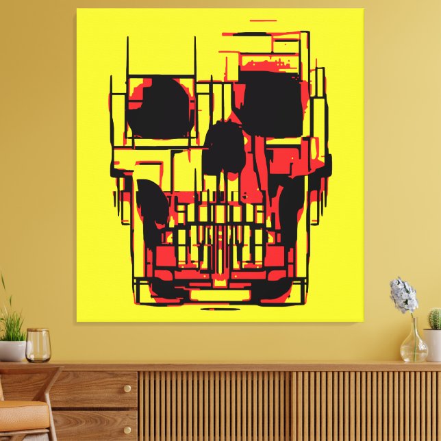 Abstract Skull in Vibrant Colors Canvas Print (Insitu(LivingRoom))
