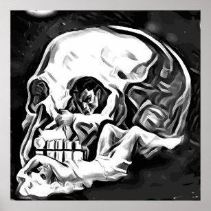 Canvas picture he XXL Pop Art Abstract Skull Skull Tattoo Skeleton 130x130 