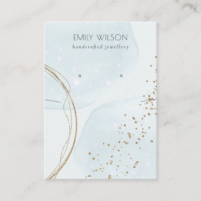 Abstract Sky Blue Gold Necklace Earring Display Business Card (Front)