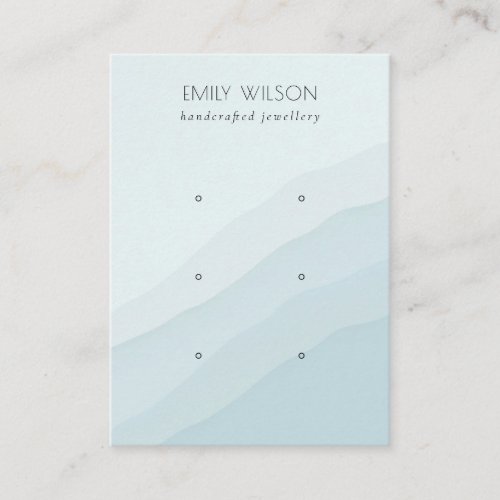 Abstract Sky Blue Waves 3 Stud Earring Display Business Card