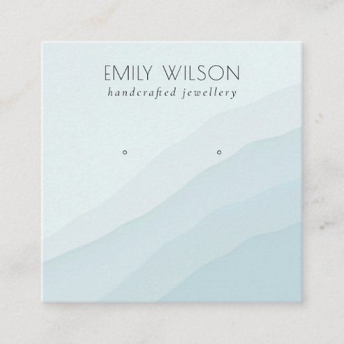 Abstract Sky Blue Waves Stud Earring Display  Square Business Card