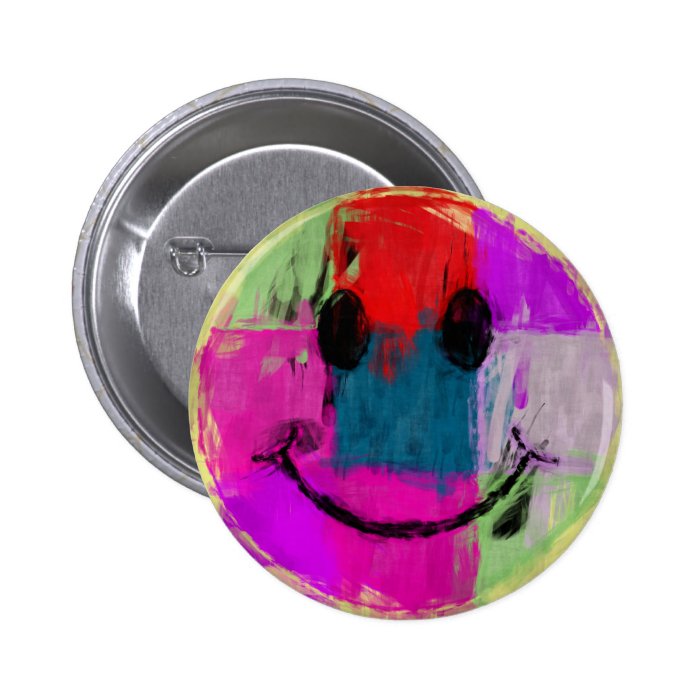 Abstract Smiley Face Pinback Button