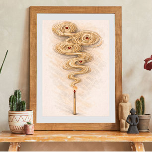 abstract smoke art matchstick illustration poster