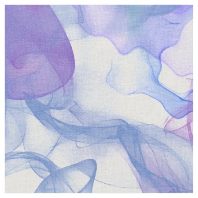 Abstract Smoke in purple Pinks and Blues Fabric (Close Up)
