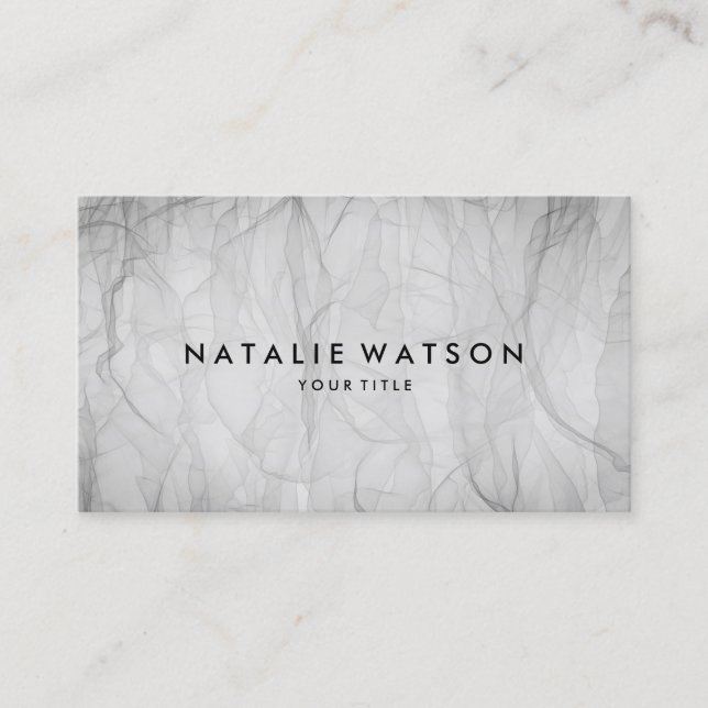Abstract Smoke Modern Minimalist White Black Business Card (Front)
