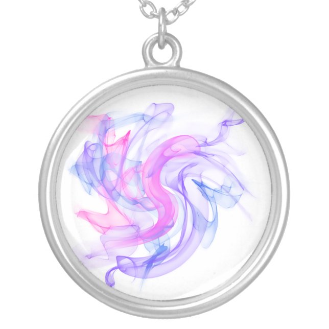 Abstract  Smoke on the Water Silver Plated Necklace (Front)