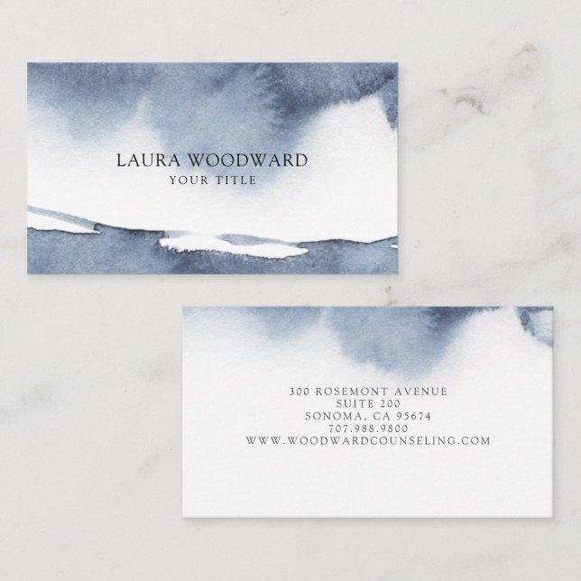Abstract Smoky Blue Serene Business Card (Front/Back)