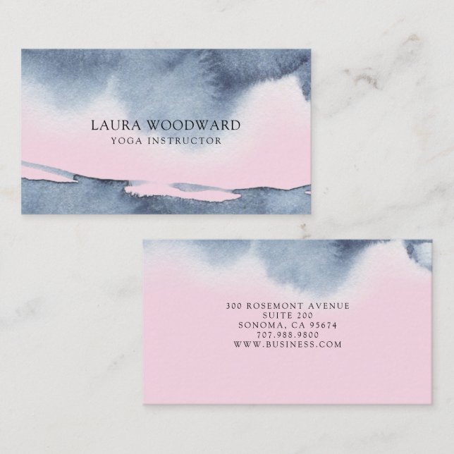 Abstract Smoky Pink Blue Yoga Instructor Business Card (Front/Back)