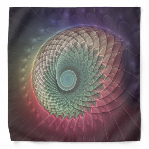 Abstract Snail Colorful Modern Fractal Art Bandana