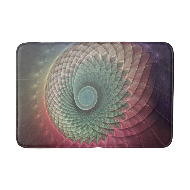 Abstract Snail Colorful Modern Fractal Art Bath Mat (Front)