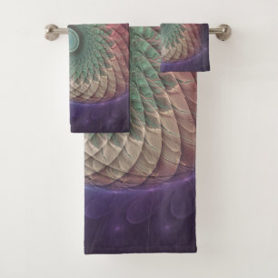Abstract Snail Colorful Modern Fractal Art Bath Towel Set