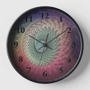 Abstract Snail Colorful Modern Fractal Art Clock