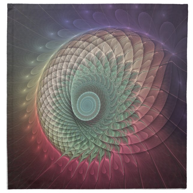 Abstract Snail Colorful Modern Fractal Art Cloth Napkin (Front)