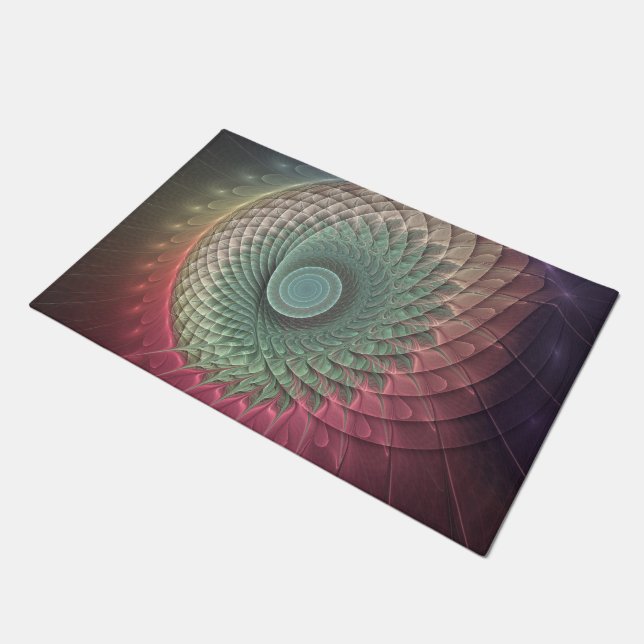 Abstract Snail Colorful Modern Fractal Art Doormat (Angled)