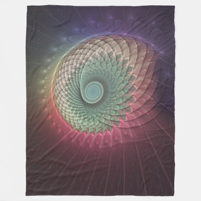 Abstract Snail Colorful Modern Fractal Art Fleece Blanket (Front)
