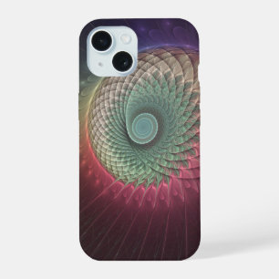 Abstract Snail Colorful Modern Fractal Art iPhone 15 Case