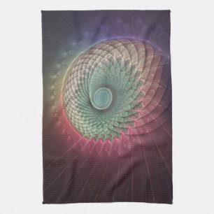 Abstract Snail Colorful Modern Fractal Art Kitchen Towel