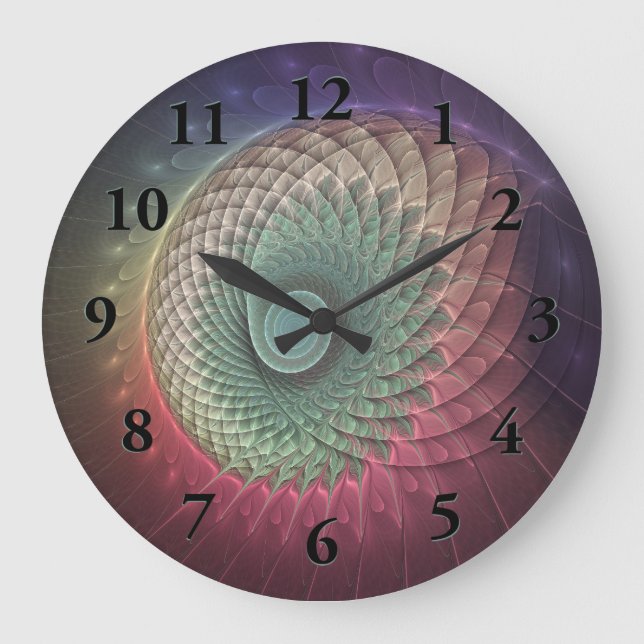 Abstract Snail Colorful Modern Fractal Art Large Clock (Front)