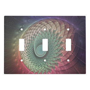 Abstract Snail Colorful Modern Fractal Art Light Switch Cover